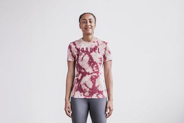 Nobull Tie-Dye Women's T Shirts Rose Dark Red | Australia (AU7954)